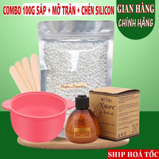 Combo Triệt Lông Sáp Wax Cao Cấp Mỡ Trăn Nstore Và Chén Silicon Tặng Kèm Quà