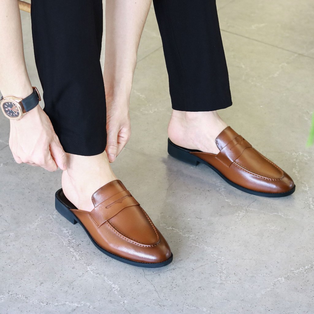 Giày Lười Nam A&TNCT Da Bò Đai Khoét mã S008 ( FREESHIP) - Sục Nam Màu Đen và Nâu- Sục Nam Cao Cấp