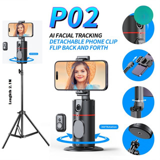 Gimbal AI 360 P02 + Cây Livestream Dài 2M1 - Tự động quay theo khuôn mặt AI, Cử Chỉ - Bản Hót Nhất 2024- PHỤKIỆNBỜM