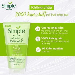 Sữa rửa mặt Simple 150ml cho da nhạy cảm