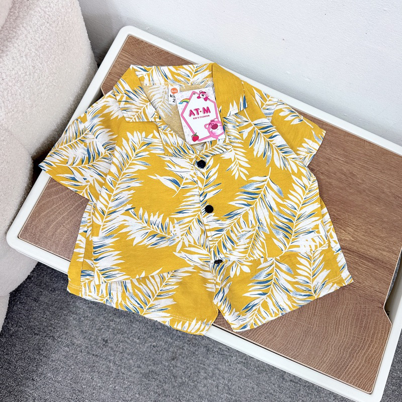 Bộ đũi hoa lá đi biển 4 màu cực mát cho bé trai