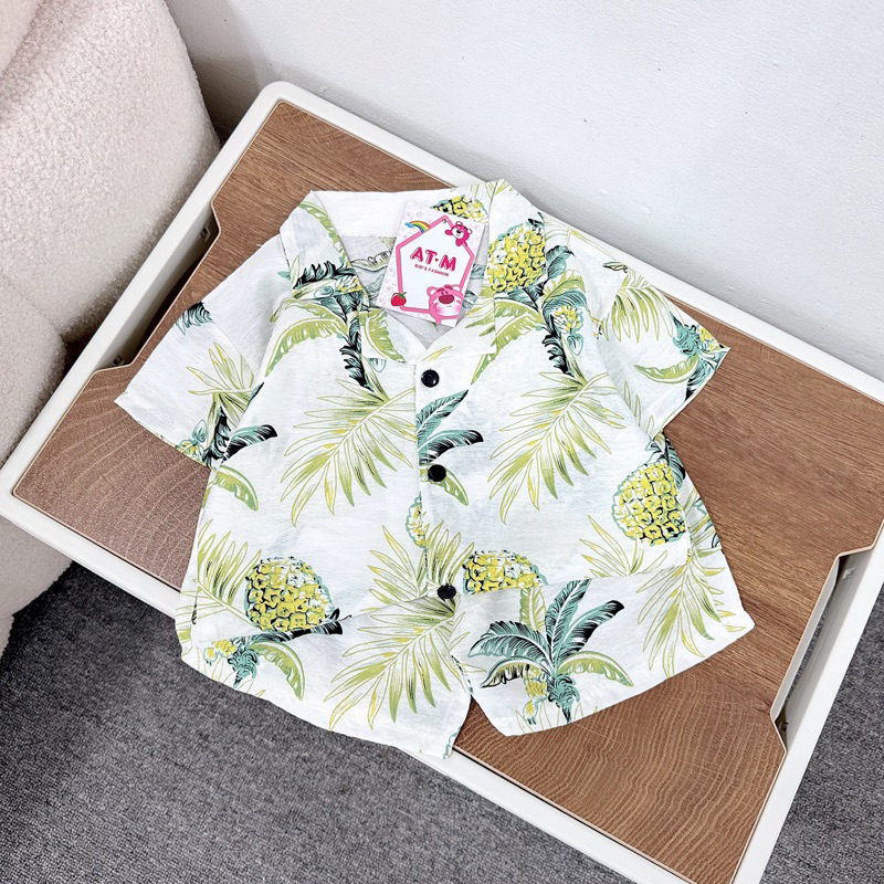 Bộ đũi hoa lá đi biển 4 màu cực mát cho bé trai