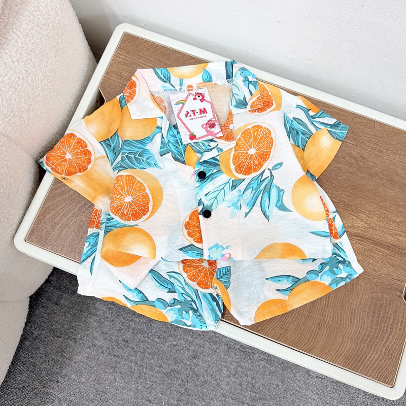 Bộ đũi hoa lá đi biển 4 màu cực mát cho bé trai