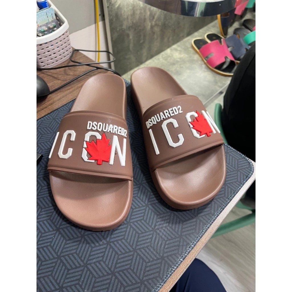 Dép nam DSQ ICON mẫu mới 2024, Dép quai ngang nam chất liệu cao su đế đúc KHÔNG THẤM NƯỚC