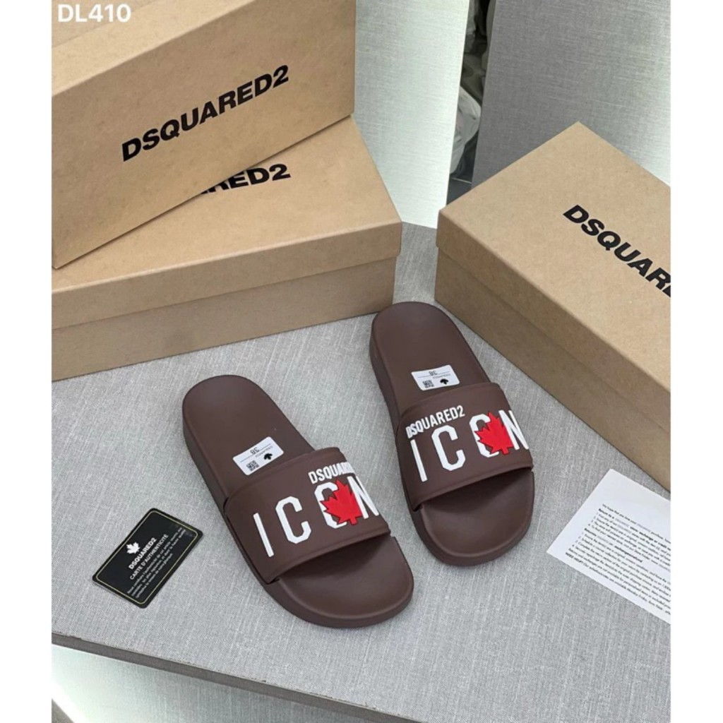 Dép nam DSQ ICON mẫu mới 2024, Dép quai ngang nam chất liệu cao su đế đúc KHÔNG THẤM NƯỚC