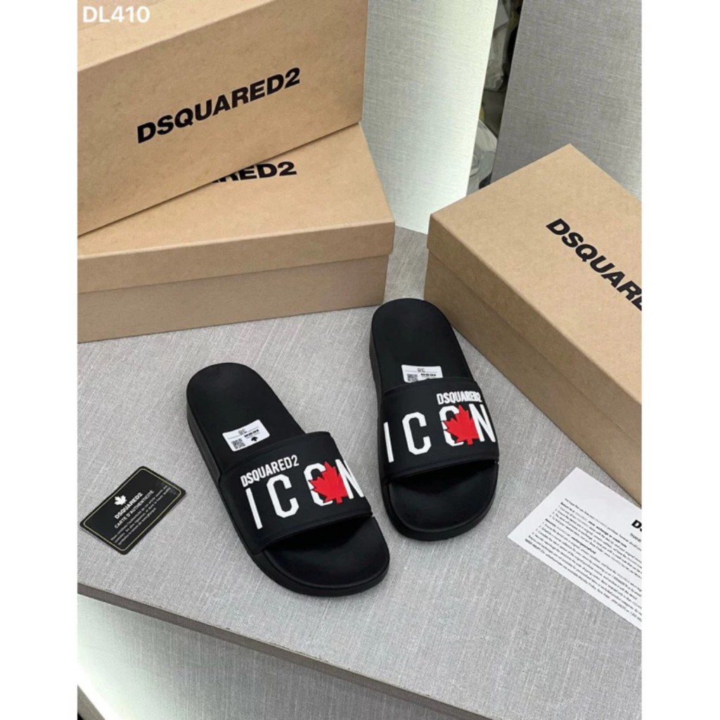 Dép nam DSQ ICON mẫu mới 2024, Dép quai ngang nam chất liệu cao su đế đúc KHÔNG THẤM NƯỚC