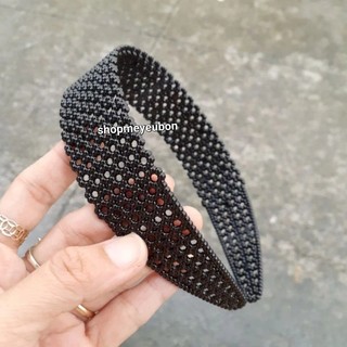Bờm cài tóc lưới đen bóng (bản 2cm/3cm/4.2cm)