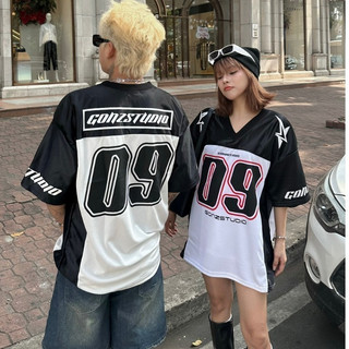 Áo Thun Số, ÁO PHÔNG SỐ 09, Áo Thun Cổ Tym Cotton Form Rộng, Áo Thun Phối Bóng Rổ Karants, Áo số Unisex- AS09