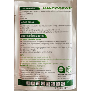 Xử lý lúa cỏ, lúa lẫn, lúa ma, hạt cỏ hiệu Luaco 50wp gói 250g