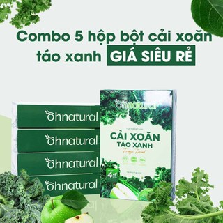 Combo 5 Hộp Bột Cải Xoăn Táo Xanh Ohnatural detox, thanh lọc cơ thể hộp 20 gói