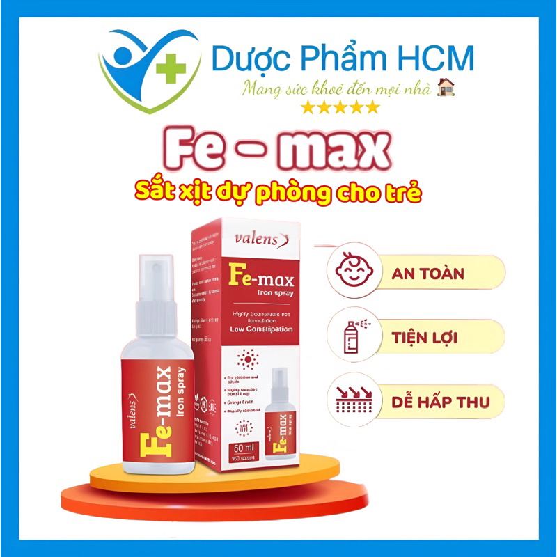 Fe max sắt xịt thế hệ mới bổ sung sắt dùng được cho trẻ sơ sinh, phụ nữ mang thai