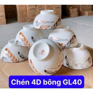 Chén sứ ăn cơm trắng / họa tiết / hoa văn 4d 11cm