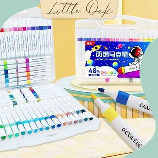 Bút màu acrylic marker 12/24/36/48/60/72/80 bút acrylic màu không thấm giấy vẽ được lên nhiều chất liệu dung lượng lớn