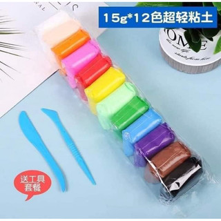 SET 12 ĐẤT SÉT ĐẤT NẶN TỰ KHÔ 12 MÀU CAO CẤP SIÊU NHẸ.