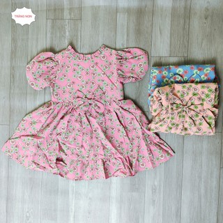 Đầm bé gái vải lụa họa tiết hoa cúc dễ thương. Đầm váy trẻ em (5-11kg)