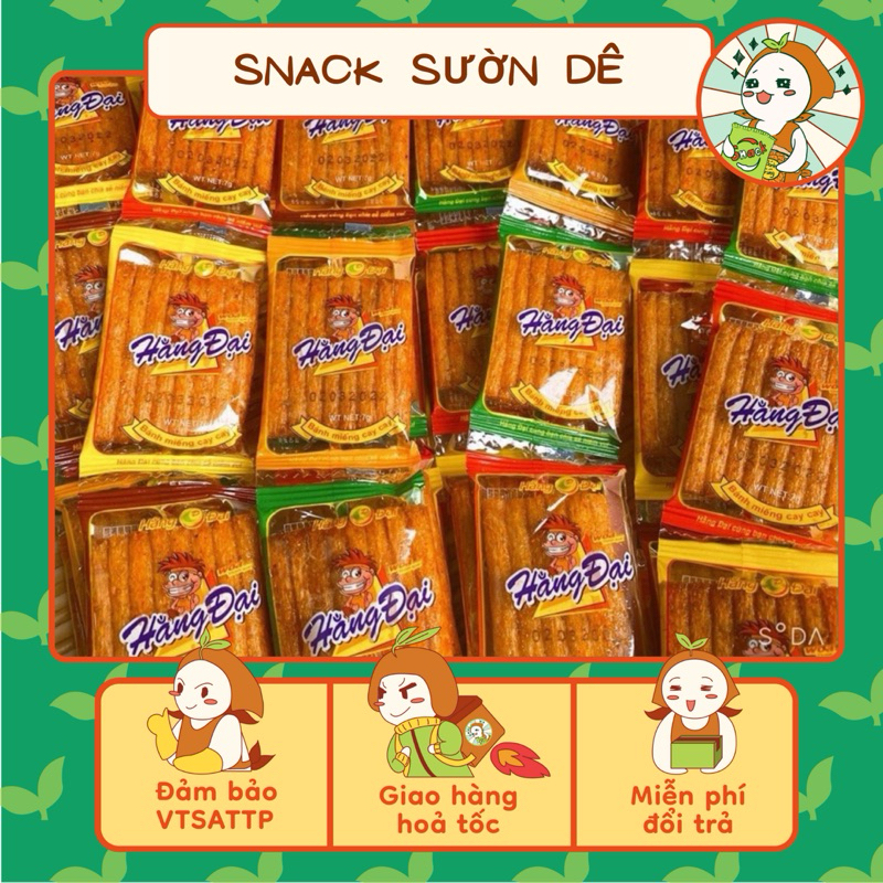 Combo 60 Gói Snack Sườn Dê Nướng Hằng Đại, Sườn Nướng Mini, Ăn Vặt Tuổi Thơ, Đồ Ăn Vặt Nhà Mầm.