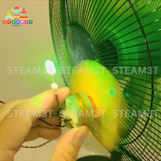 Bộ motor 500 phát điện gió cực mạnh sáng LED 7 màu, đã hàn sẵn dây, phát điện gió STEAM học tập thí nghiệm - LK0727