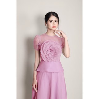 Set váy xòe áo hoa 3d tiểu thư - Angel V