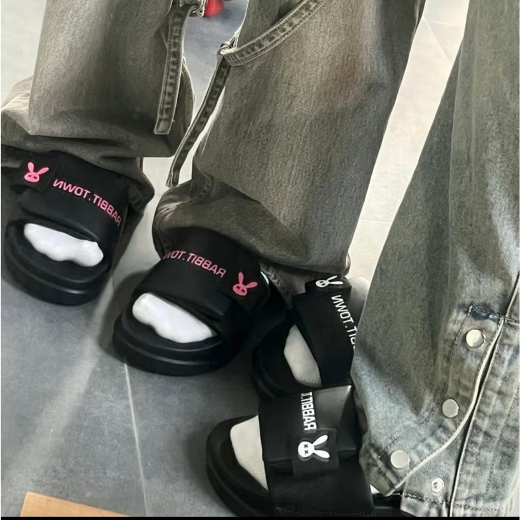 Dép quai ngang RABITTOWN tắng chiều cao nữ nam hot nhất năm 2024, dép nữ full box,dép blackpink