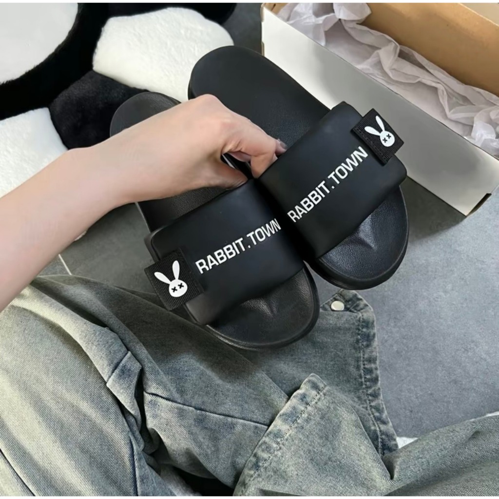 Dép Quai Ngang Rabittown , Dép Nữ Blackpink Nâng Chiều Cao , Chất Liệu Ip Siêu Bền Không Ngấm Nước Fullbox