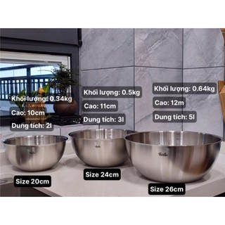Set 3 tô trộn fissler - đường kính 20cm, 24cm, 28cm