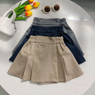 [10-30kg] Chân váy xếp ly kaki cotton co giãn mềm mát, dễ thương cho bé, có quần bảo hộ bên trong