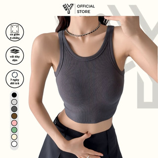Áo 3 lỗ nữ GenY from croptop ôm body tôn dáng áo ba lỗ trơn nhiều màu Trắng/Đen/Hồng/Nâu 3LT