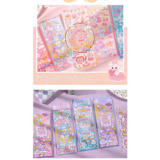Tấm Hình Dán Sticker Thỏ Hàn Quốc lấp lánh Decor Toploader