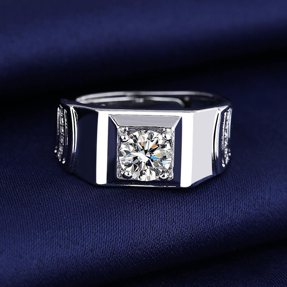 NHẪN NAM ĐỊNH MỆNH ĐÍNH ĐÁ MOISSANITE KIM CƯƠNG NHÂN TẠO SÁNG BÓNG