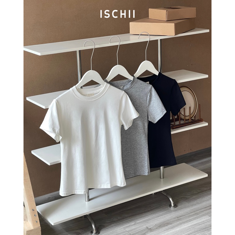 ISCHII - Áo phông trơn cotton thun Clio basic tee