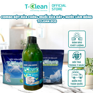 Combo Bột Rửa Chén 1kg + Muối Rửa Bát 1.2 kg  + Nước Làm Bóng TClean (T-Clean) 300ml