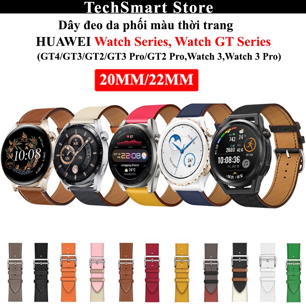 Dây da phối màu thời trang Huawei Watch GT4/GT2/GT3/GT3PRO/GT RUNNER