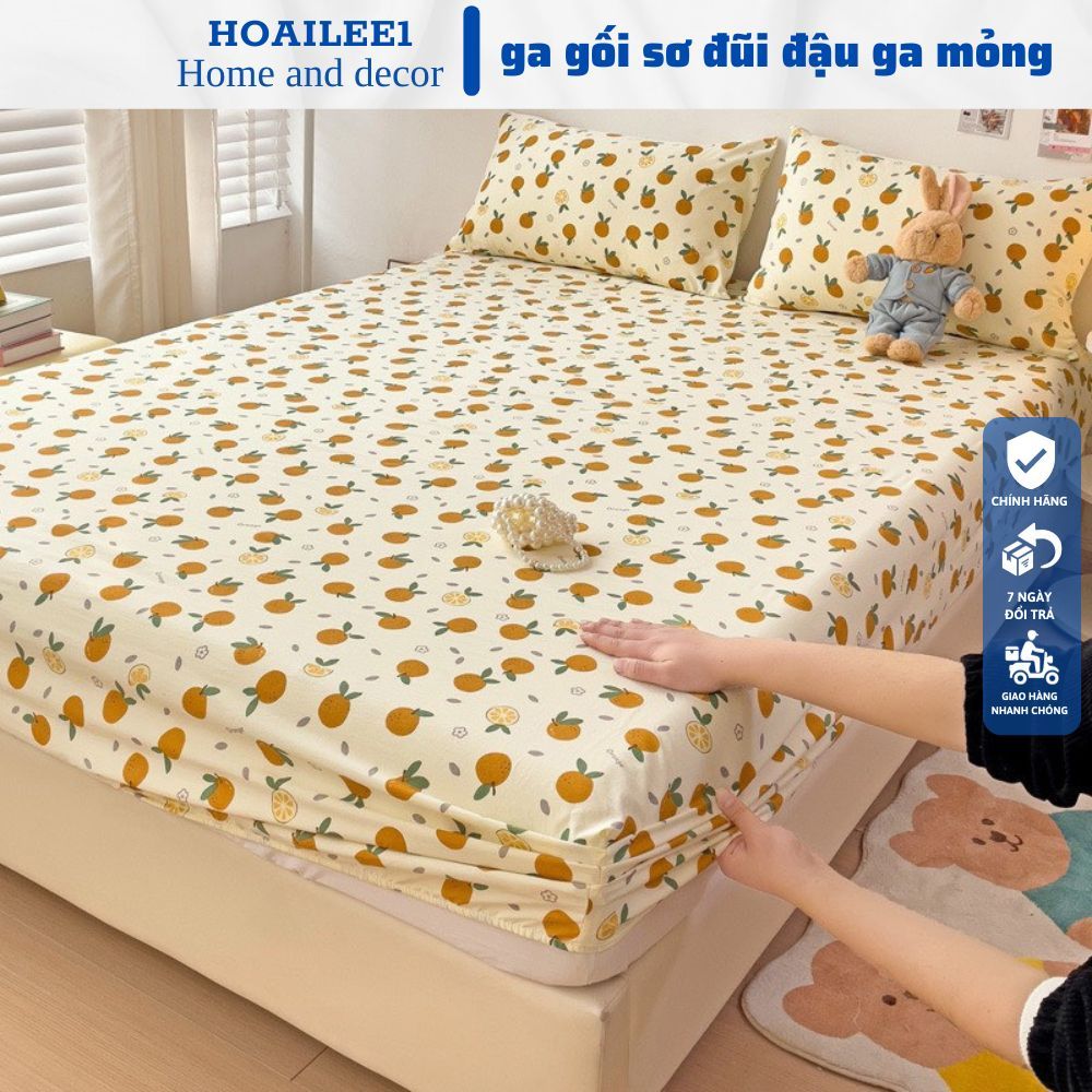 Bộ ga gối 3 món COTTON ĐŨI đậu lành ga mỏng sơ đũi đậu lành kèm 2 vỏ gối mềm mịn thoáng mát màu sắc 