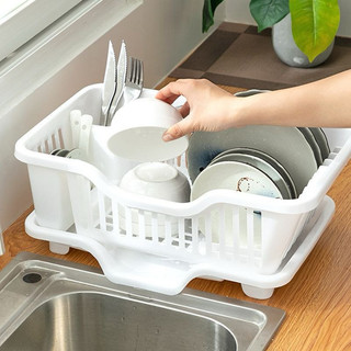 Rổ úp chén kèm khay thoát nước, kệ chén nhựa, kệ úp chén dĩa ráo nước