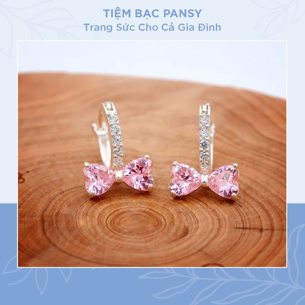 Bông tai bạc ta hình nơ cho bé gái