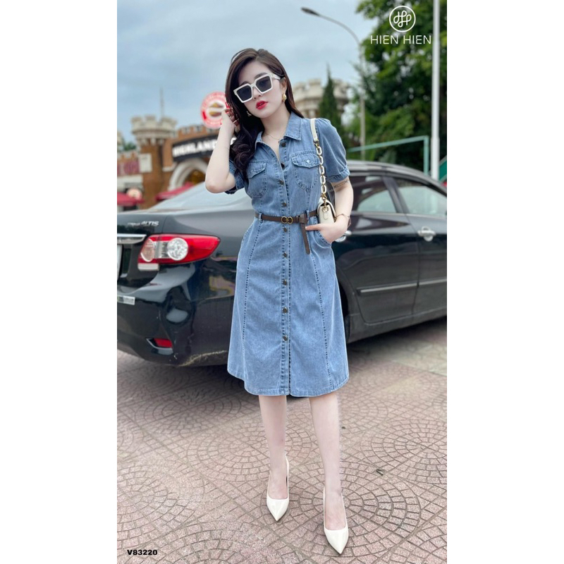 VÁY JEAN MÀI TAY BỒNG DÁNG A
