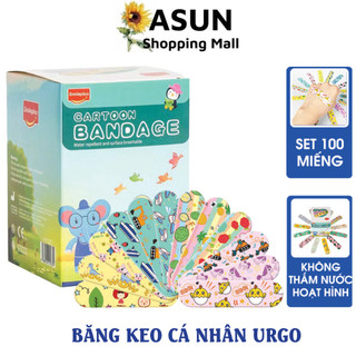 Hộp 100 Băng Dán Cá Nhân Trẻ Em Cartoon Bandage Smileplus Họa Tiết Dễ Thương Cute (72mmx19mm)