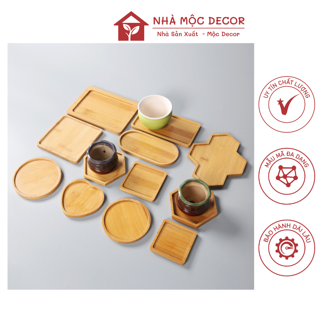 Khay Lót Ly Gỗ Tre Nhà Mộc Decor, Miếng Lót Ly Dùng Để Cốc Phù Hợp Cho Gia Đình Quán Cafe, Khách Sạn vv...