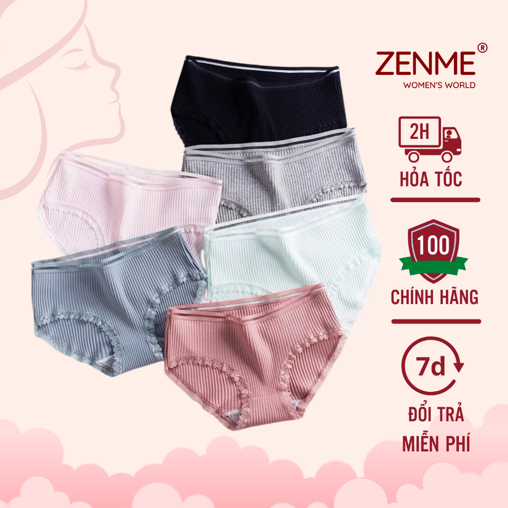 Zen Me Combo 05 Quần Lót Nữ Cao Cấp Chất Liệu Tăm Cotton Siêu Mềm Mịn Thoáng Mát