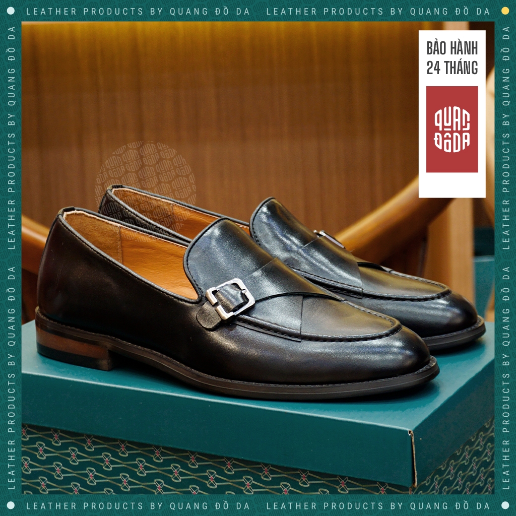 Giày loafer ĐẾ GỖ PHÍP cao cấp, da thật thảo mộc nhuộm patina màu rượu vang LFP_03D, bảo hành 2 năm