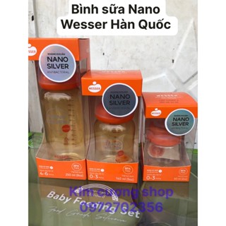 CHÍNH HÃNG Bình Sữa Wesser Cổ Hẹp Nano Silver Bé Sơ Sinh và Bé Lớn Công