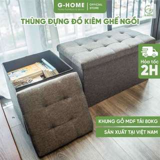 Ghế đựng đồ đa năng Ghome hộp đựng đồ kiêm sofa mini thùng đựng đồ kiêm ghế ngồi khung gỗ TV04