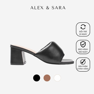 Guốc dép nữ cao gót, gót trụ vuông cao 5cm, thiết kế màu trơn tối giản Basic dễ phối đồ | ALEX & SARA - AL428