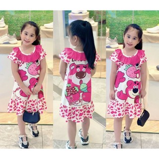 Đầm bé gái thun gân 3d