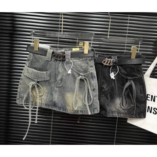  Chân Váy Jeans Cạp Cao Hai Màu Nơ Tiểu Thư Hottrend 