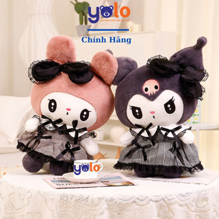 Gấu bông Kuromi,Melody (CHÍNH HÃNG) .thú nhồi bông Kuromi mặc váy siêu dễ thương gấu bông cao cấp(ship hỏa tốc)