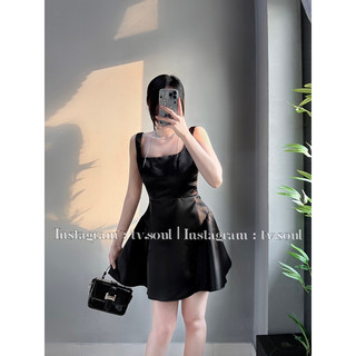 [CÓ SẴN, ẢNH THẬT] 𝐓𝐕 𝐒𝐎𝐔𝐋 Đầm lụa cổ vuông dáng xoè