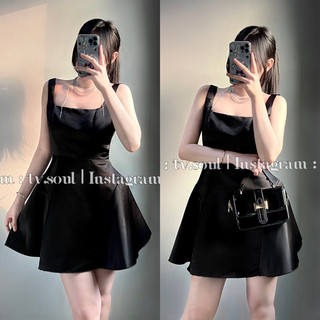 [CÓ SẴN, ẢNH THẬT] 𝐓𝐕 𝐒𝐎𝐔𝐋 Đầm lụa cổ vuông dáng xoè