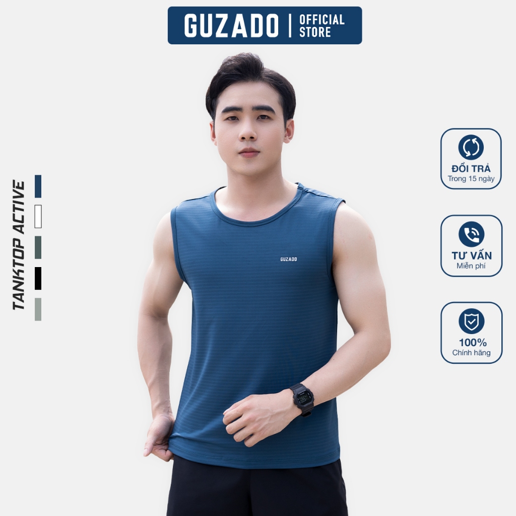 Áo ba lỗ nam Guzado tanktop thể thao khỏe khắn,rộng rãi thoáng mát,vận động thoải mái GTT01