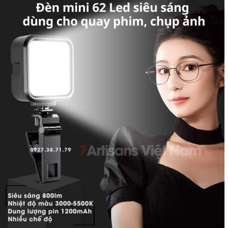 [FREESHIP] Đèn Led trợ sáng quay phim chụp ảnh W62 cho Điện thoại, Máy ảnh, Action Cam, GoPro, DJI Pocket, DJI Action ..